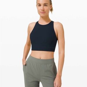 Lululemon High Neck Long Line Energy Bra In True Navy Blue Size 0